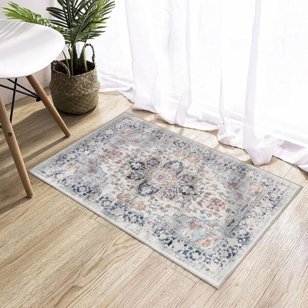 Homcomoda Vintage Area Rug 5x8 Washable Living Room Rug Indoor Non-Slip Print Accent Rugs for Bedroom Distressed Thin Throw Rugs Carpet for Living Room Dining Room Kitchen