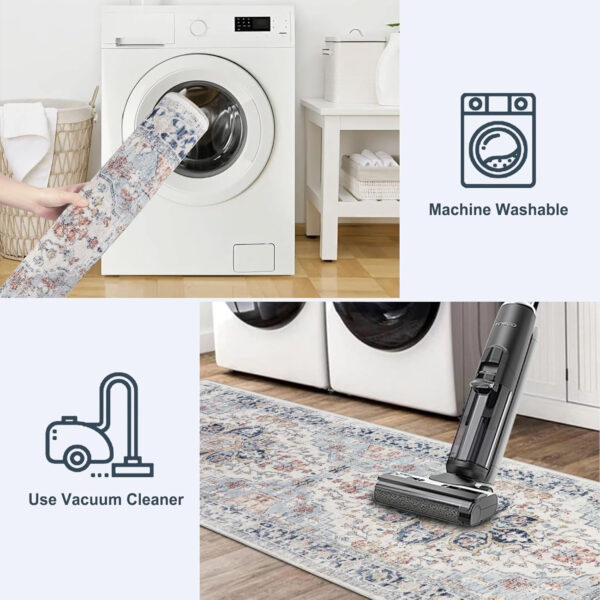 Homcomoda Vintage Area Rug 5x8 Washable Living Room Rug Indoor Non-Slip Print Accent Rugs for Bedroom Distressed Thin Throw Rugs Carpet for Living Room Dining Room Kitchen