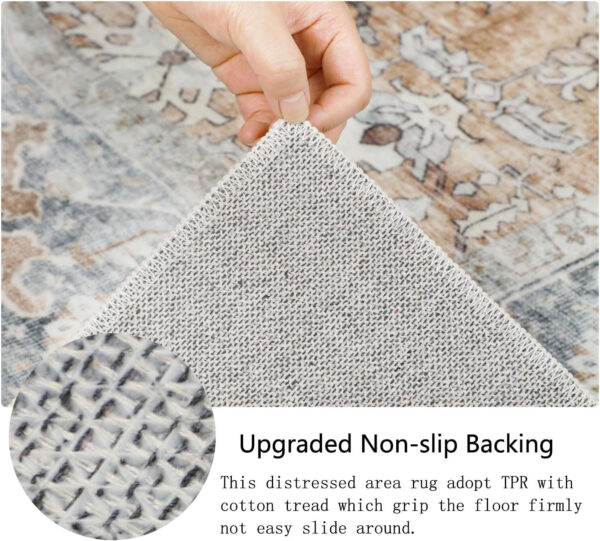 Homcomoda Vintage Area Rug 5x8 Washable Living Room Rug Indoor Non-Slip Print Accent Rugs for Bedroom Distressed Thin Throw Rugs Carpet for Living Room Dining Room Kitchen