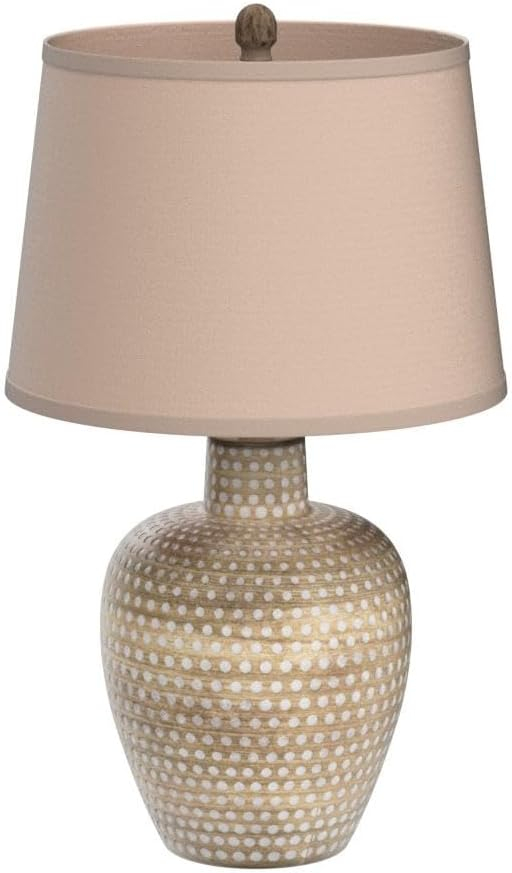 Regency Hill Glenn Rustic Southwestern Style Pot Table Lamps 27" Tall Set of 2 Dappled Sandy Beige Oatmeal Fabric Drum Shades for Living Room Bedroom House Bedside Nightstand Home Office