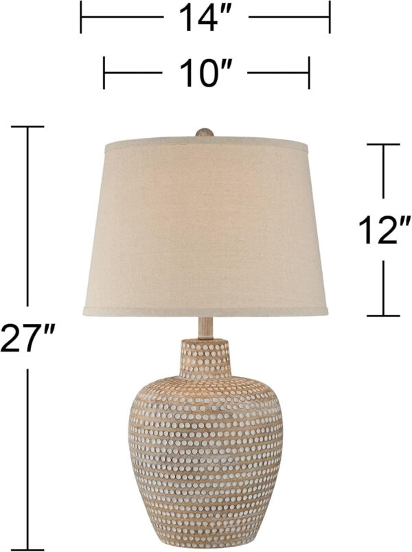 Regency Hill Glenn Rustic Southwestern Style Pot Table Lamps 27" Tall Set of 2 Dappled Sandy Beige Oatmeal Fabric Drum Shades for Living Room Bedroom House Bedside Nightstand Home Office