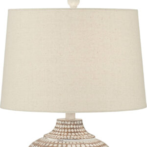 Regency Hill Alese 23 1/2" High Textured Dot Jug Small Farmhouse Rustic Coastal Accent Table Lamps Set of 2 Beige Light Earth Finish Single Oatmeal Shade Living Room Bedroom Bedside Nightstand House