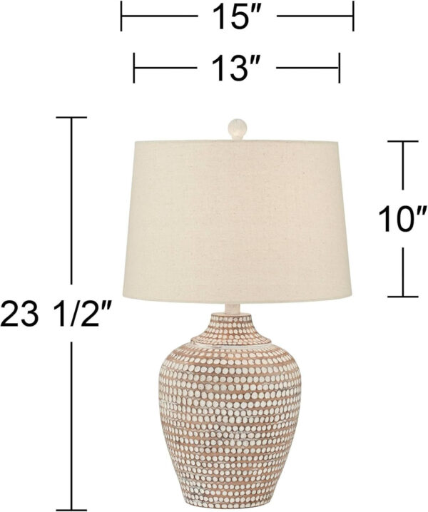 Regency Hill Alese 23 1/2" High Textured Dot Jug Small Farmhouse Rustic Coastal Accent Table Lamps Set of 2 Beige Light Earth Finish Single Oatmeal Shade Living Room Bedroom Bedside Nightstand House