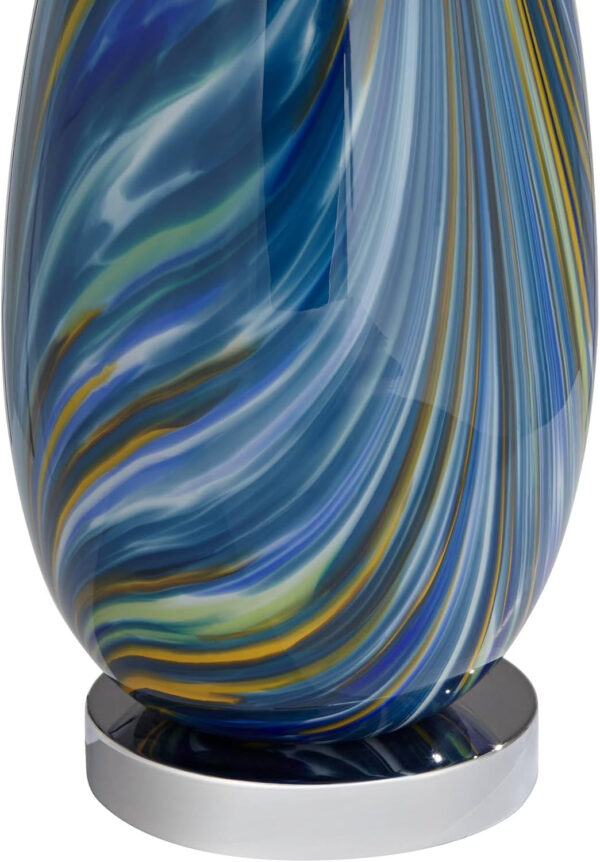68884eb9b07334e574b64274e75a7c72f4f8a3a525b7cf8105a38.jpg Possini Euro Design Pablo 27" Tall Modern Coastal Table Lamps Set of 2 Blue Art Glass White Shade Living Room Bedroom Bedside Nightstand House Office Home Kitchen Entryway Console (Colors May Vary)