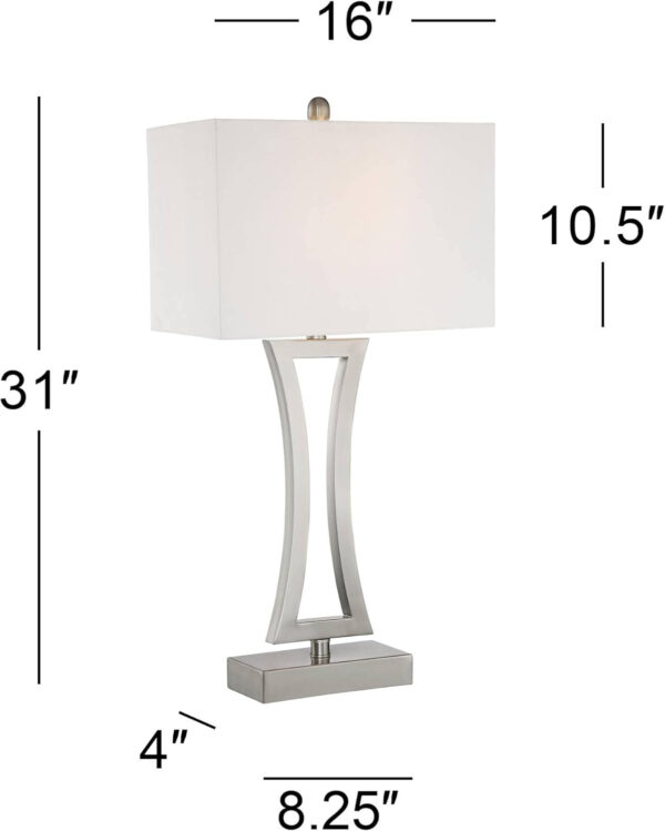 360 Lighting Roxie Modern Table Lamps 31" Tall Set of 2 with Dimmers Brushed Nickel Off White Fabric Rectangular Shade for Bedroom Living Room House Bedside Nightstand Home Office Entryway