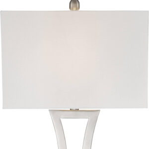 360 Lighting Roxie Modern Table Lamps 31" Tall Set of 2 with Dimmers Brushed Nickel Off White Fabric Rectangular Shade for Bedroom Living Room House Bedside Nightstand Home Office Entryway