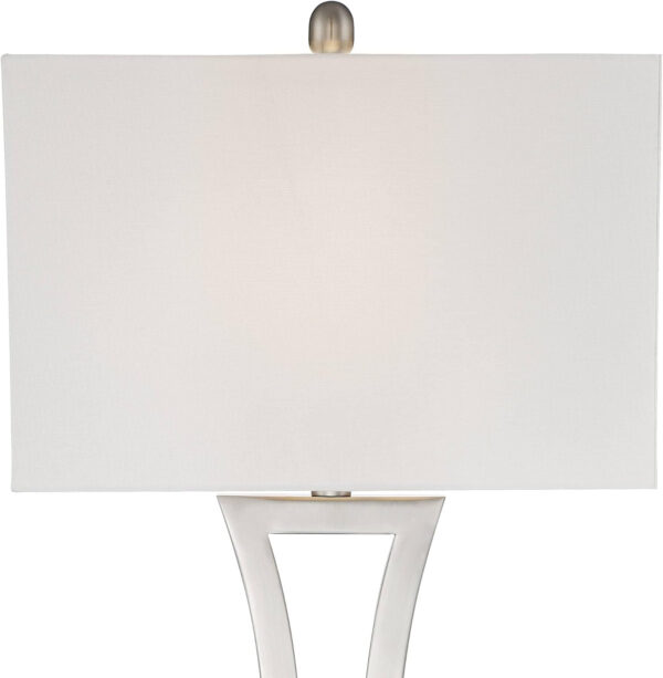 360 Lighting Roxie Modern Table Lamps 31" Tall Set of 2 with Dimmers Brushed Nickel Off White Fabric Rectangular Shade for Bedroom Living Room House Bedside Nightstand Home Office Entryway