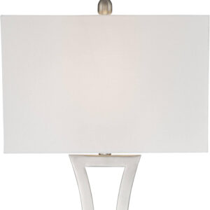 360 Lighting Roxie Modern Table Lamps 31" Tall Set of 2 with Dimmers Brushed Nickel Off White Fabric Rectangular Shade for Bedroom Living Room House Bedside Nightstand Home Office Entryway