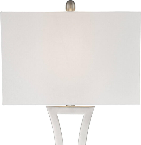 360 Lighting Roxie Modern Table Lamps 31" Tall Set of 2 with Dimmers Brushed Nickel Off White Fabric Rectangular Shade for Bedroom Living Room House Bedside Nightstand Home Office Entryway