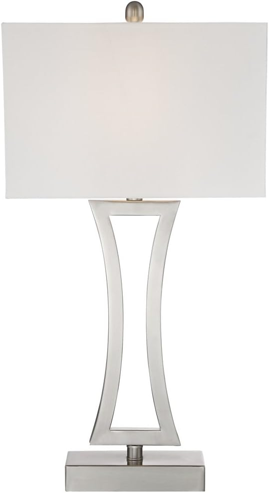 360 Lighting Roxie Modern Table Lamps 31" Tall Set of 2 with Dimmers Brushed Nickel Off White Fabric Rectangular Shade for Bedroom Living Room House Bedside Nightstand Home Office Entryway