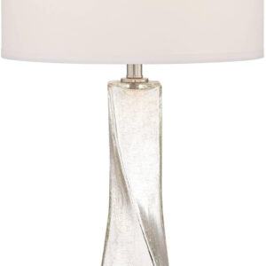 68884f557763e7ead9e5d007d9757ebf4d7ed9ef41805e1582df6.jpg Possini Euro Design Oirin 32 1/4" Tall Large Modern Luxe End Table Lamps Set of 2 Crackle Silver Finish Mercury Glass White Shade Living Room Bedroom Bedside Nightstand House Office Home Reading