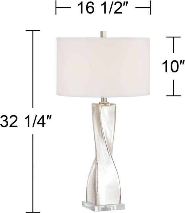 68884f5732c1479d4305bb1114215f66caa242f3861c4b90f3d67.jpg Possini Euro Design Oirin 32 1/4" Tall Large Modern Luxe End Table Lamps Set of 2 Crackle Silver Finish Mercury Glass White Shade Living Room Bedroom Bedside Nightstand House Office Home Reading