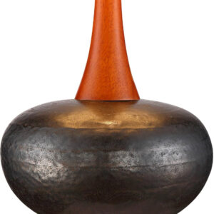 360 Lighting Andi Mid Century Modern Table Lamps 24 1/2" Tall Set of 2 Brown Hammered Ceramic Red Oak Wood Off-White Fabric Shade for Bedroom Living Room Bedside Nightstand House Home Office