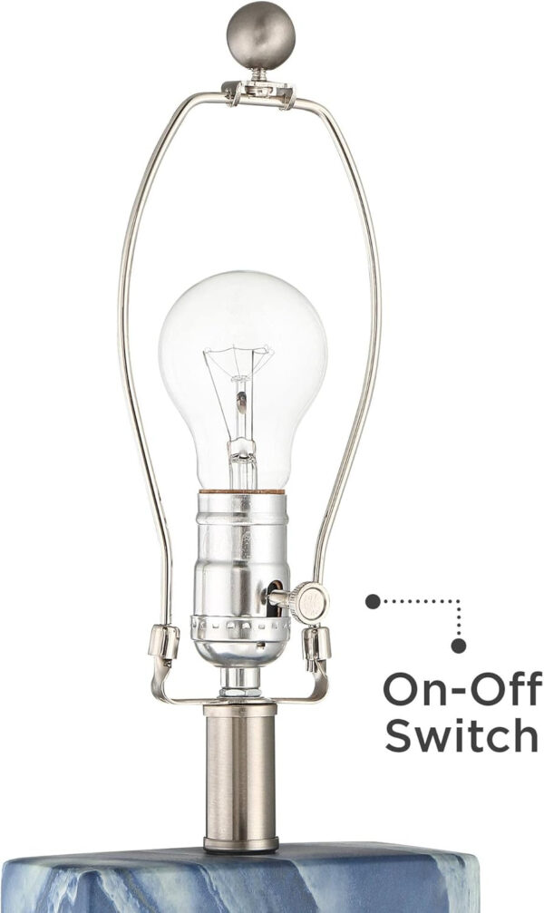 360 Lighting Connie Modern Table Lamps 25" Tall Set of 2 with USB Charging Ports Dimmers Blue Faux Marble White Rectangular Shade for Bedroom Living Room House Desk Bedside Nightstand Office