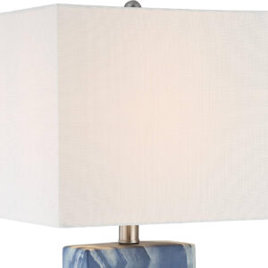 360 Lighting Connie Modern Table Lamps 25" Tall Set of 2 with USB Charging Ports Dimmers Blue Faux Marble White Rectangular Shade for Bedroom Living Room House Desk Bedside Nightstand Office