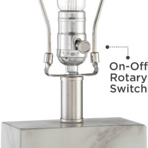 360 Lighting Connie Modern Table Lamps 25" Tall Set of 2 with USB Charging Ports Dimmers Blue Faux Marble White Rectangular Shade for Bedroom Living Room House Desk Bedside Nightstand Office