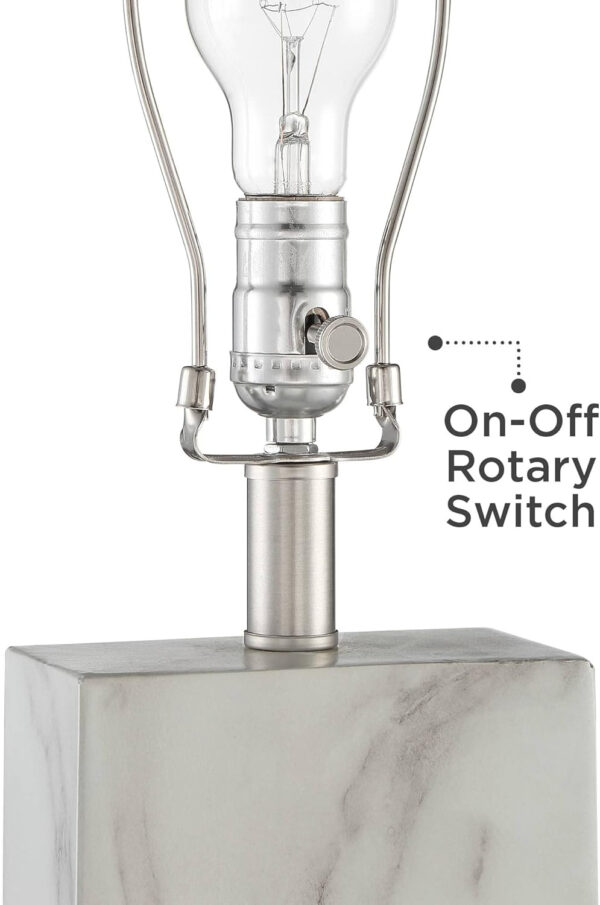 360 Lighting Connie Modern Table Lamps 25" Tall Set of 2 with USB Charging Ports Dimmers Blue Faux Marble White Rectangular Shade for Bedroom Living Room House Desk Bedside Nightstand Office