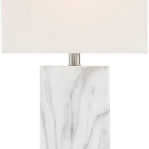 360 Lighting Connie Modern Table Lamps 25" Tall Set of 2 with USB Charging Ports Dimmers Blue Faux Marble White Rectangular Shade for Bedroom Living Room House Desk Bedside Nightstand Office