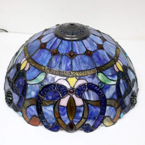 WERFACTORY Tiffany Lamp Blue Purple Cloud Stained Glass Style Table Lamp 16X16X24 Inches Desk Bedside Reading Light Resin Base Decor Bedroom Living Room Home Office S558 Series
