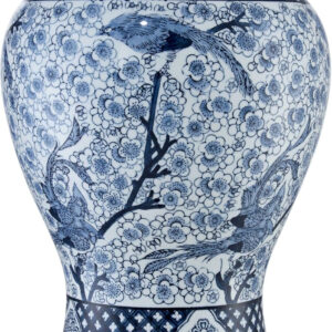 Shonna Asian Chinese Ginger Jar Table Lamp 27" Tall Porcelain Blue White Bird and Branch Bell Shade Decor for Living Room Bedroom House Bedside Nightstand Home Office Entryway - Barnes and Ivy