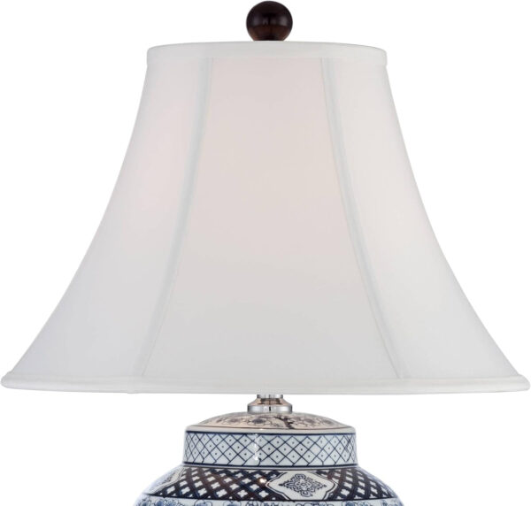 Shonna Asian Chinese Ginger Jar Table Lamp 27" Tall Porcelain Blue White Bird and Branch Bell Shade Decor for Living Room Bedroom House Bedside Nightstand Home Office Entryway - Barnes and Ivy