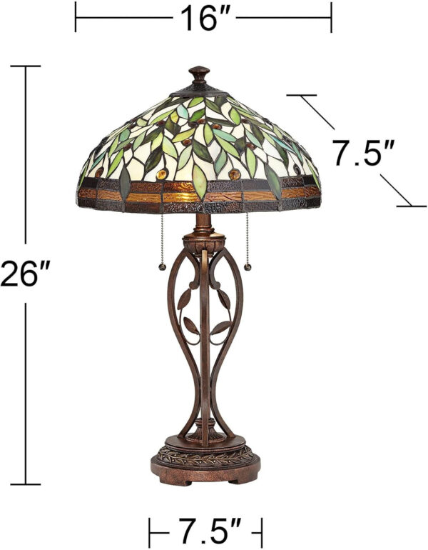 Robert Louis Tiffany Traditional Tiffany Style Table Lamp 26" High Blossoming Bronze Brown Leaf and Vine Antique Glass Shade Decor for Living Room Bedroom House Bedside Nightstand Home Office