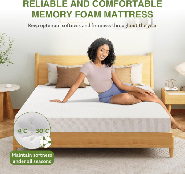 68885339aa1a54058983e7f205cfadc4ed8108d948d4e152eabd5.jpg 8 Inch Twin Mattress, Memory Foam Mattress with Cooling Green Tea Gel, Relieve Pressure with Medium Firm Support, CertiPUR-US Certified, 75''L x 38''W, White