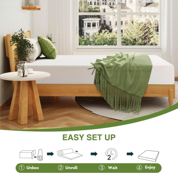 6888533b22f6652eb9cdcbcbc6645e27489538b8572d6d2cd0101.jpg 8 Inch Twin Mattress, Memory Foam Mattress with Cooling Green Tea Gel, Relieve Pressure with Medium Firm Support, CertiPUR-US Certified, 75''L x 38''W, White