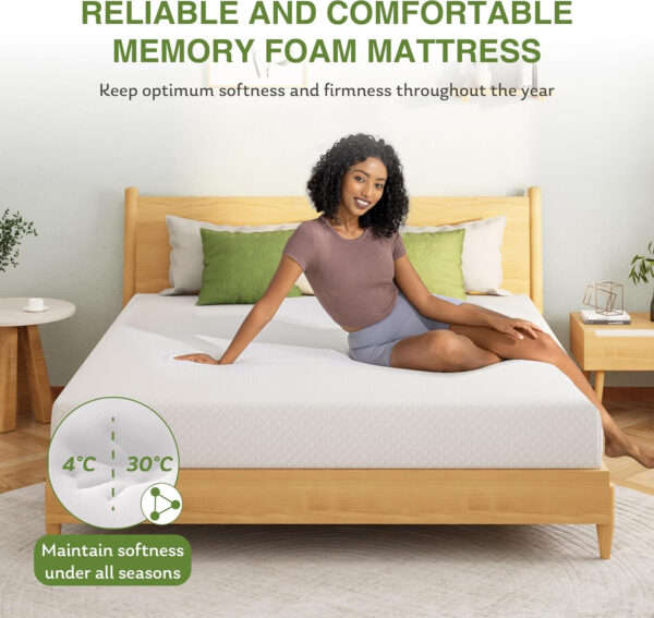 6888534557e34bec1ad4b09c4a009b88504429fa906ba8337a345.jpg 8 Inch Twin Mattress, Memory Foam Mattress with Cooling Green Tea Gel, Relieve Pressure with Medium Firm Support, CertiPUR-US Certified, 75''L x 38''W, White