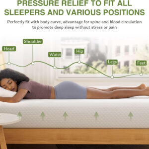 68885352d66ed5fc92c92014052cab562d6d017ffc97946d56ab7.jpg 8 Inch Twin Mattress, Memory Foam Mattress with Cooling Green Tea Gel, Relieve Pressure with Medium Firm Support, CertiPUR-US Certified, 75''L x 38''W, White