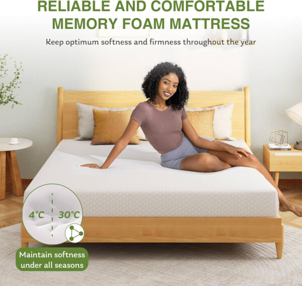 68885355be6600a484da2b6c21071acbcbc621ea3d20166d757e1.jpg 8 Inch Twin Mattress, Memory Foam Mattress with Cooling Green Tea Gel, Relieve Pressure with Medium Firm Support, CertiPUR-US Certified, 75''L x 38''W, White