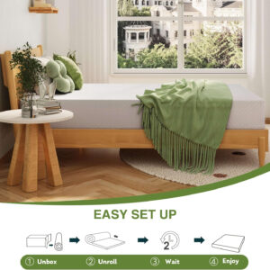 68885357687f5b6027dcfde0c3a14e3eb8e796517bf4ae41f0b26.jpg 8 Inch Twin Mattress, Memory Foam Mattress with Cooling Green Tea Gel, Relieve Pressure with Medium Firm Support, CertiPUR-US Certified, 75''L x 38''W, White