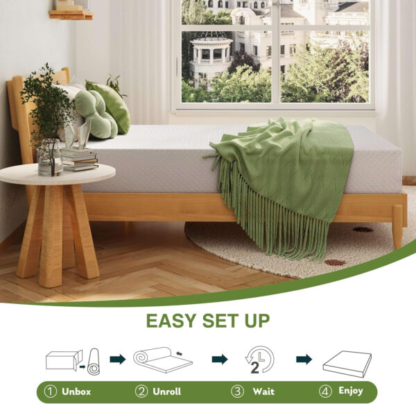 68885357687f5b6027dcfde0c3a14e3eb8e796517bf4ae41f0b26.jpg 8 Inch Twin Mattress, Memory Foam Mattress with Cooling Green Tea Gel, Relieve Pressure with Medium Firm Support, CertiPUR-US Certified, 75''L x 38''W, White