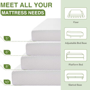 68885358f33fd1cccd077fb68c4841e8d51e580b2fbc42976ee63.jpg 8 Inch Twin Mattress, Memory Foam Mattress with Cooling Green Tea Gel, Relieve Pressure with Medium Firm Support, CertiPUR-US Certified, 75''L x 38''W, White