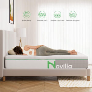 Novilla Full Size Mattress, 5 Inch Mattress Full Size Memory Foam with Gel-Infused & Airflow Wave-Cut Foam for Cool Touch & Pressure Relieving Mattresses in a Box CertiPUR-US Certified