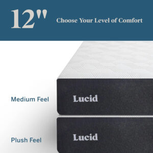 LUCID 12 Inch Memory Foam Mattress - Medium Feel - Memory Foam Infused with Bamboo Charcoal - Gel Infusions - CertiPUR-US Certified - Breathable - Full
