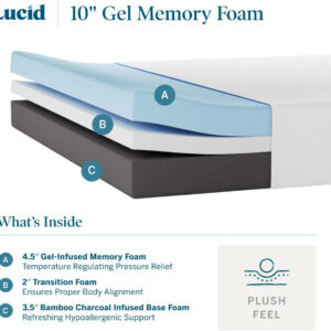 LUCID 12 Inch Memory Foam Mattress - Medium Feel - Memory Foam Infused with Bamboo Charcoal - Gel Infusions - CertiPUR-US Certified - Breathable - Full