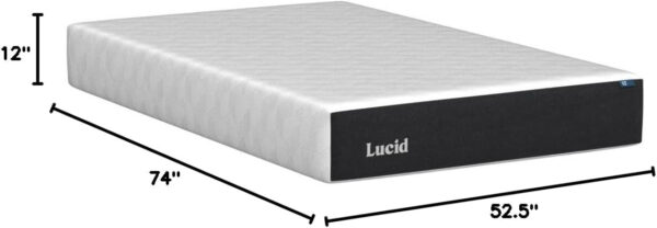 LUCID 12 Inch Memory Foam Mattress - Medium Feel - Memory Foam Infused with Bamboo Charcoal - Gel Infusions - CertiPUR-US Certified - Breathable - Full
