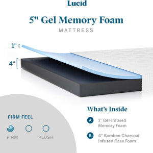 LUCID 12 Inch Memory Foam Mattress - Medium Feel - Memory Foam Infused with Bamboo Charcoal - Gel Infusions - CertiPUR-US Certified - Breathable - Full