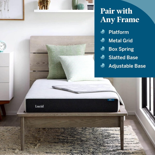 LUCID 12 Inch Memory Foam Mattress - Medium Feel - Memory Foam Infused with Bamboo Charcoal - Gel Infusions - CertiPUR-US Certified - Breathable - Full