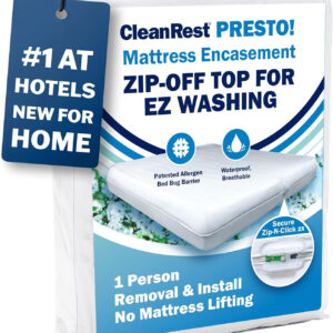 CleanRest Presto! Zip-Off Top Mattress Encasement – Hypoallergenic, Waterproof, Bed Bug Proof Protector – Twin XL