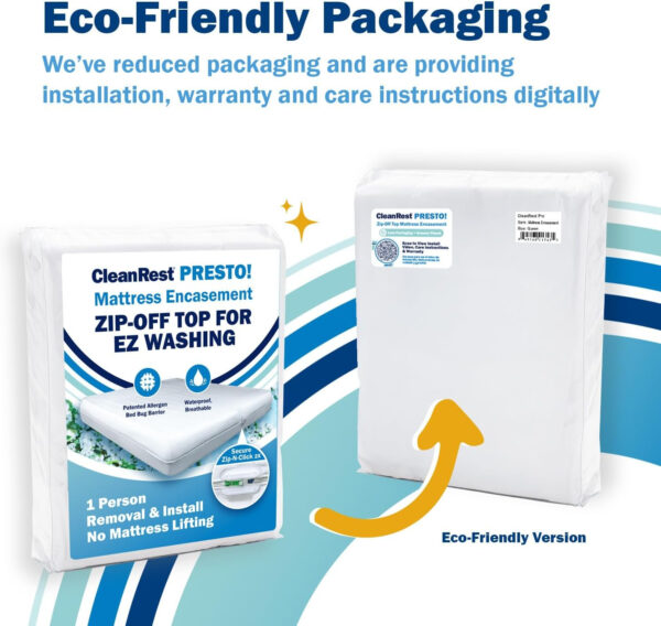 CleanRest Presto! Zip-Off Top Mattress Encasement – Hypoallergenic, Waterproof, Bed Bug Proof Protector – Twin XL