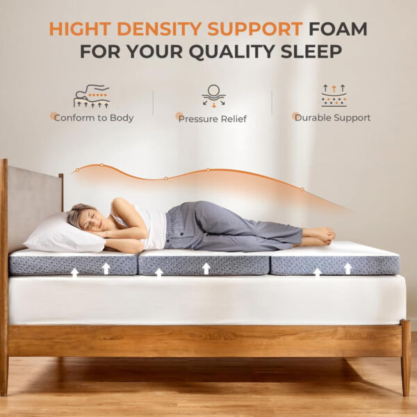 688859e70b193f0d241e33fa66d2e2ffb665efdc5c2d629dfc6f5.jpg Sweetnight Tri Folding Mattress - 4-inch Single Size Foldable Mattress with a Collapsible and Washable Cover | Medium-Firm with Non-Slip Design | Suitable for RV Travel, Camping, Guest