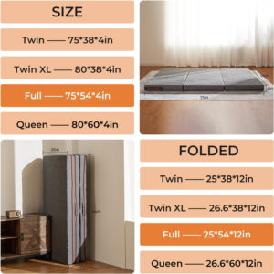 688859f27de9e1f74e57546bbc9cba4b183653736febcf2fede69.jpg Sweetnight Tri Folding Mattress - 4-inch Single Size Foldable Mattress with a Collapsible and Washable Cover | Medium-Firm with Non-Slip Design | Suitable for RV Travel, Camping, Guest