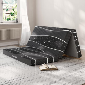 688859fa8174f03d0633e39c4fd131ea397b08b904f9a351a9a14.jpg Sweetnight Tri Folding Mattress - 4-inch Single Size Foldable Mattress with a Collapsible and Washable Cover | Medium-Firm with Non-Slip Design | Suitable for RV Travel, Camping, Guest