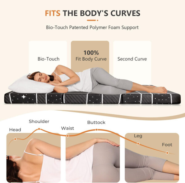 688859fdc65ef8370478ff17c130470cd4d9e4efa5e8f9972428d.jpg Sweetnight Tri Folding Mattress - 4-inch Single Size Foldable Mattress with a Collapsible and Washable Cover | Medium-Firm with Non-Slip Design | Suitable for RV Travel, Camping, Guest