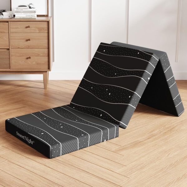 68885a02ce4d65899e191a51edfa8cdfa33f75b9b370ed8f80afe.jpg Sweetnight Tri Folding Mattress - 4-inch Single Size Foldable Mattress with a Collapsible and Washable Cover | Medium-Firm with Non-Slip Design | Suitable for RV Travel, Camping, Guest