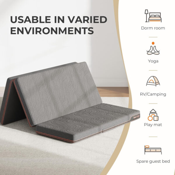 68885a0d36565c90fa660e2d1d0351558a97935db84e97a34e603.jpg Sweetnight Tri Folding Mattress - 4-inch Single Size Foldable Mattress with a Collapsible and Washable Cover | Medium-Firm with Non-Slip Design | Suitable for RV Travel, Camping, Guest