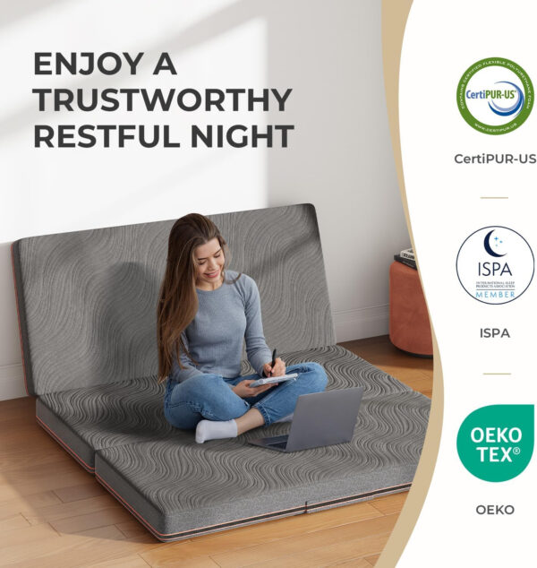 68885a13f305220a2997972875a34139b53f08fbb3c75bbb08c42.jpg Sweetnight Tri Folding Mattress - 4-inch Single Size Foldable Mattress with a Collapsible and Washable Cover | Medium-Firm with Non-Slip Design | Suitable for RV Travel, Camping, Guest