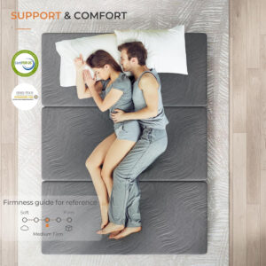 68885a174a1994459b3ec0a74b24fafd0083e4120e605847b8467.jpg Sweetnight Tri Folding Mattress - 4-inch Single Size Foldable Mattress with a Collapsible and Washable Cover | Medium-Firm with Non-Slip Design | Suitable for RV Travel, Camping, Guest
